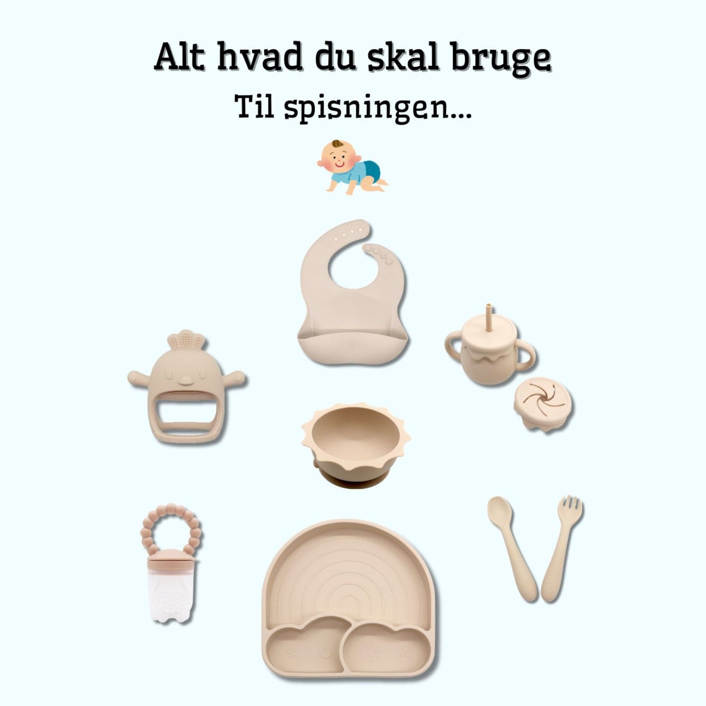 Komplet silikone spisesæt